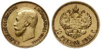 10 rubli 1911 Э•Б, Petersburg, złoto 8.61 g, bar