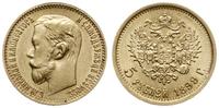 5 rubli 1899 ЭБ, Petersburg, złoto 4.29 g, Fr. 1