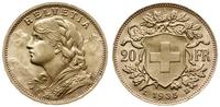20 franków 1935 L - B, Berno, typ Vreneli, złoto