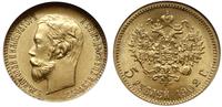 5 rubli 1902 АР, Petersburg, złoto, pięknie zach
