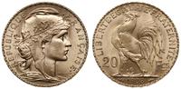 20 franków 1908, Paryż, złoto 6.45 g, wyśmienite