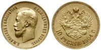 10 rubli 1904 AP, Petersburg, złoto 8.60 g, niec
