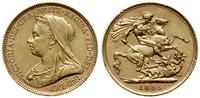 1 funt 1895 M, Melbourne, złoto 7.98 g, piękne z