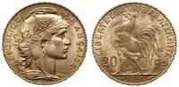 20 franków 1910, Paryż, złoto 6.44 g, wyśmienite