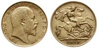 1/2 funta 1910, Londyn, złoto 3.98 g, Fr. 401, S