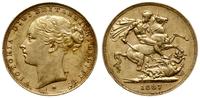 1 funt 1887 M, Melbourne, złoto 7.98 g, ładny, r
