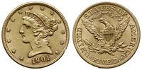 5 dolarów 1901, Filadelfia, złoto 8.34 g, Fr. 14