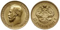 10 rubli 1911 ЭБ, Petersburg, złoto 8.59 g, Fr. 