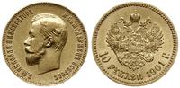10 rubli 1901/ФЗ, Petersburg, złoto 8,59 g, Fr. 