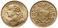 20 franków 1925 B, Berno, złoto 6.45 g, wyśmieni