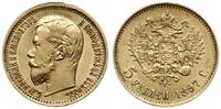 5 rubli 1897 АГ, Petersburg, złoto 4.30 g, Fr. 1