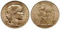 20 franków 1907, Paryż, złoto 6.46 g, wyśmienite