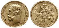 5 rubli 1902 AP, Petersburg, złoto 4.30 g, bardz