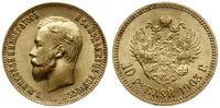 10 rubli 1903 А•Р, Petersburg, złoto 8.60 g, pię