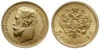 5 rubli 1902 AP, Petersburg, złoto 4.29 g, piękn