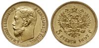 5 rubli 1897 АГ, Petersburg, złoto 4.27 g, Fr. 1