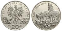 20 złotych 1999, Warszawa, Wilk, moneta w plasti