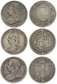 lot 3x 1/2 korony 1885/99, 1/2 korony 1891, 1895