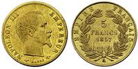 5 franków 1857/A, złoto 1.59 g