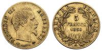 5 franków 1856/A, złoto 1.60 g