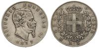 5 lirów 1877/R, Rzym, srebro 24.81 g, KM 8.4