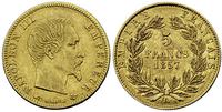 5 franków 1857/A, Paryż, złoto 1.60 g