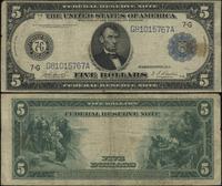 5 dolarów 1914, niebieska pieczęć, podpisy: Burk
