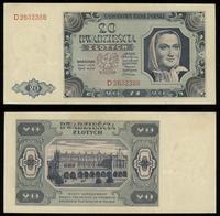 20 złotych 1.07.1948, seria D 2632388, wielokrot