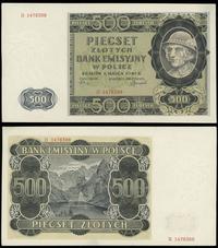 500 złotych 01.03.1940, Seria B, ugięcie w pioni