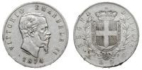 5 lirów 1874/M, Mediolan, srebro "900" 24.83 g, 