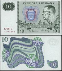 10 koron 1968, delikatne wgniecenie na lewym mar