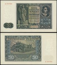 50 złotych 01.08.1941, Seria D 3747304, ukośne u