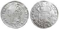 silver dukat 1695, Aw: Rycerz; poniżej tarcza he
