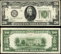 20 dolarów 1928 B, zielona pieczęć seria B 21837