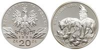 20 złotych 1999, Warszawa, Wilk, srebro "925", p