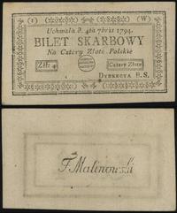 4 złote polskie 04.09.1794, seria 1-W, Lucow 43w