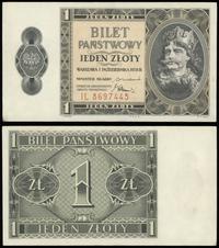 1 złoty 1.10.1938, seria IL 8697445, piękny egze