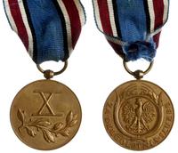 medal ZA DŁUGOLETNIĄ SŁUŻBĘ X (lat), tombak 35 m