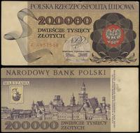 200.000 złotych 1.12.1989, seria E 6957568, złam