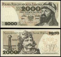 2.000 złotych 1.05.1977, seria D 6408735, przegi