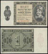 1 złoty 1.10.1938, seria IŁ 9332722, pięknie zac