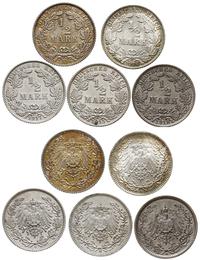 zestaw: 5 x 1/2 marki, 1915 G, 1916 E, 1917 E, 1