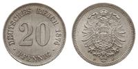 20 fenigów 1874 F, Stuttgart, Piękne., Jaeger 5