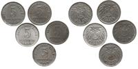 Niemcy, 5 x 5 fenigów, 1920/D,E 1921/D,J 1922/J