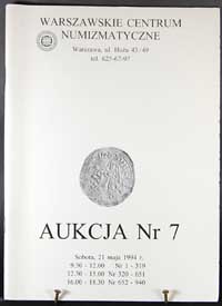 WCN Aukcja nr 07, 21.V.1994, 940 pozycji- monety