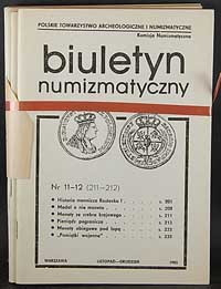 Biuletyn Numizmatyczny, zeszyty nr 1-12/1985, ko