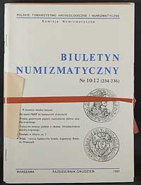 Biuletyn Numizmatyczny, zeszyty nr 1-12/1987, ko