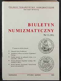 Biuletyn Numizmatyczny, zeszyty nr 1-4/1994, kom