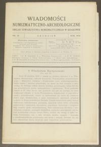 Wiadomości Numizmatyczno-Archeologiczne rok 1918