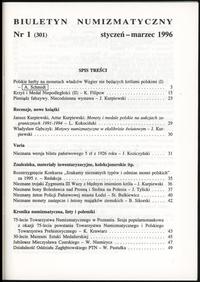 Biuletyn Numizmatyczny, zeszyt nr 1/1996 (301)